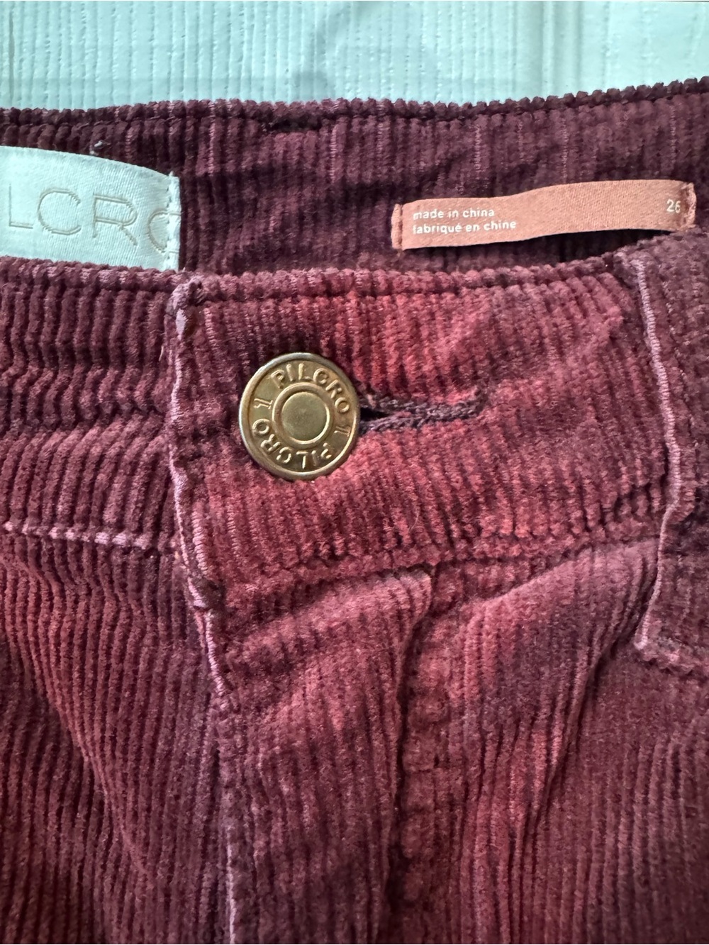 Pilcro by Anthropologie Corduroy High Rise Slim Two Tone Pants Size 26 - Picture 2 of 12